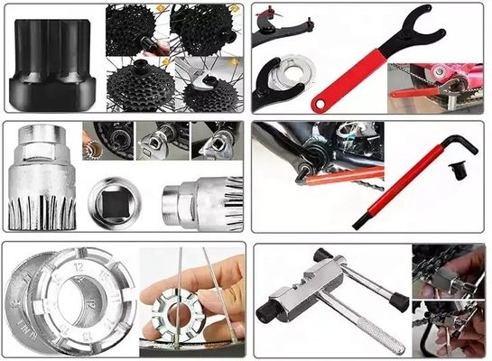Kit de herramientas de reparación de bicicletas portátiles 44pcs para bicicletas de montaña y de carretera Tamaño de embalaje 34*32.5*28cm