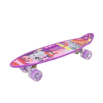 Plancha portátil pequeña tabla de pescado impresa patineta patineta de cuatro ruedas flash scooter de movilidad para niños y niñas