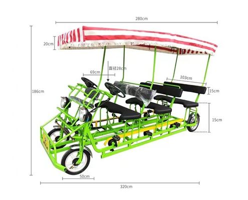 Marco de acero de 26' Tandem de 4 ruedas para adultos bicicleta de turismo de carretera para playa ciclismo turístico