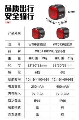 33*30*33mm WEST BIKING Luz de freno de bicicleta con LED de señal de giro y carga tipo C