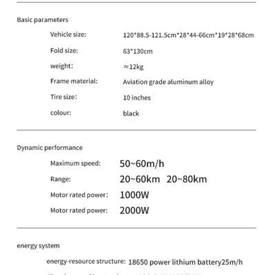 10/11 Pulgadas 48V 60V 1000W 2000W Scooter eléctrico de campo de alta velocidad de alta potencia
