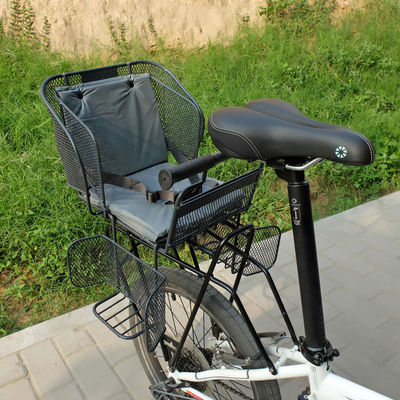 Aplicable para todas las estaciones de año Asiento de bicicleta para niños trasero de estilo simple con mango y cinturón