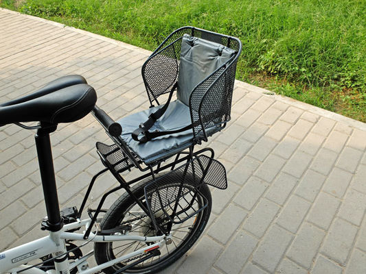 Aplicable para todas las estaciones de año Asiento de bicicleta para niños trasero de estilo simple con mango y cinturón