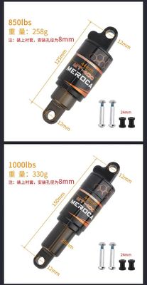 MEROCA MTB absorber de choques traseros 125/150/165/190mm 750/850/1000LBS Primavera de aceite para bicicletas de montaña