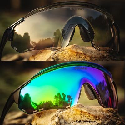 Imprimir el logotipo del cliente Unisexo Personalizable Riml Gafas de bicicleta Gafas de cambio de color