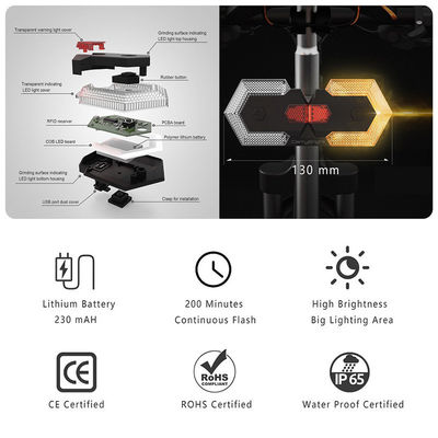 Control remoto inalámbrico LED Indicador de dirección Luz de advertencia para ciclistas
