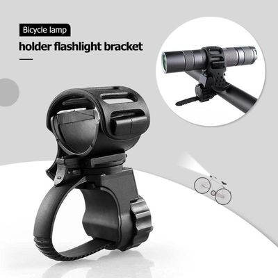Clampada de clip de luz delantera giratorio de 360 grados para bicicleta Construcción ABS de caucho negro