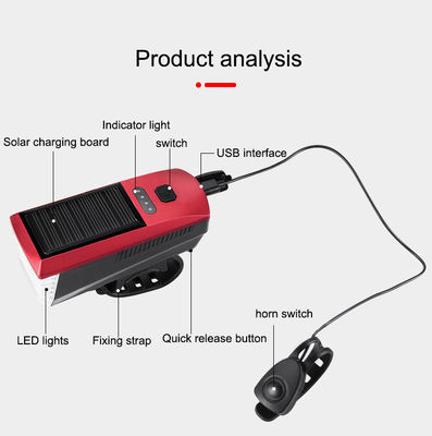 Luz de bicicleta de carga solar y USB azul 2000mAh faro delantero para el ciclismo de carretera MTB