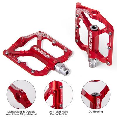 2021 ENLEE Pedales ultraligeros de aleación de aluminio rojo/negro para bicicleta de carretera de bicicleta de montaña