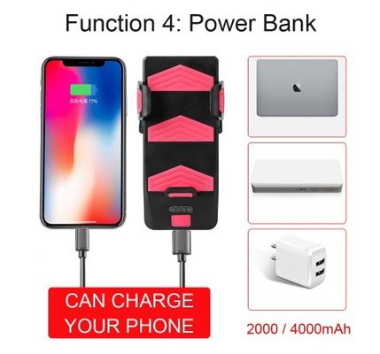 USB Recargable LED Luz delantera de la bicicleta Cuerno de la bicicleta Portador de teléfono Banco de energía para la conducción nocturna