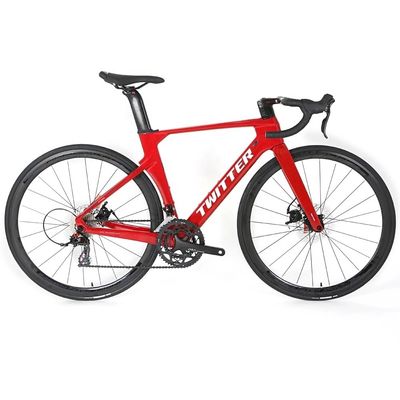 TWITTER Pedal de carbono fuera de carretera 24 velocidad de la bicicleta de carretera con frenos de disco y marco de fibra de carbono