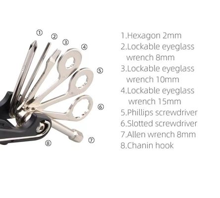 Herramientas de reparación de bicicletas de 18 en 1 Conjunto Hexágono Torsión de tornillos llave de gancho Hex Spoke herramienta de eliminación de cadenas bicicleta esencial 280g