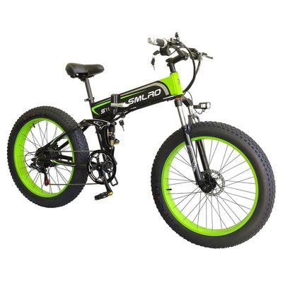 Bicicleta eléctrica con neumático plegable de grasa 13AH SMLRO S11 26x4.0 pulgadas 48V 1000W Motor de 7 velocidades
