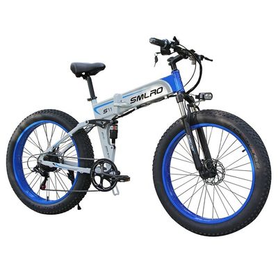 Bicicleta eléctrica con neumático plegable de grasa 13AH SMLRO S11 26x4.0 pulgadas 48V 1000W Motor de 7 velocidades