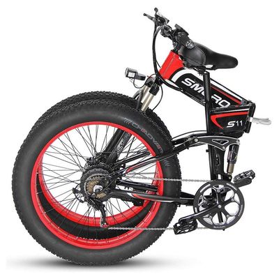 Bicicleta eléctrica con neumático plegable de grasa 13AH SMLRO S11 26x4.0 pulgadas 48V 1000W Motor de 7 velocidades