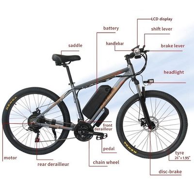 Bicicleta eléctrica de montaña de 26 pulgadas E-Bike con batería de litio de 48V 13Ah y un potente motor de 500W