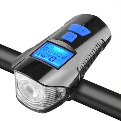 Cargador de bicicleta USB negro Luz delantera linterna manillar cabeza de bicicleta luz medidor de velocidad pantalla LCD