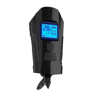 Cargador de bicicleta USB negro Luz delantera linterna manillar cabeza de bicicleta luz medidor de velocidad pantalla LCD