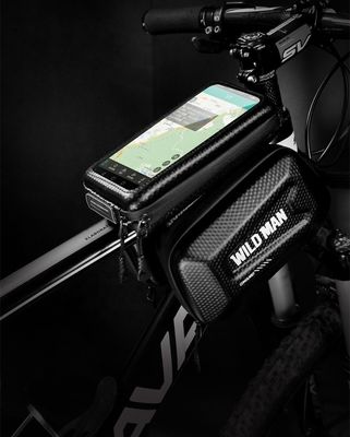 Cuadro del tubo delantero de la bicicleta de la bicicleta bolso de manillar con 1L de capacidad de montaje de teléfono a prueba de agua