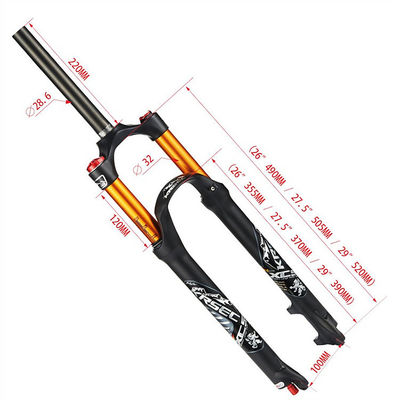 24-28 pulgadas MTB Bicicleta Air Shock Horquillas Suspensión Horquillas de freno para 700c longitud del volante 220m